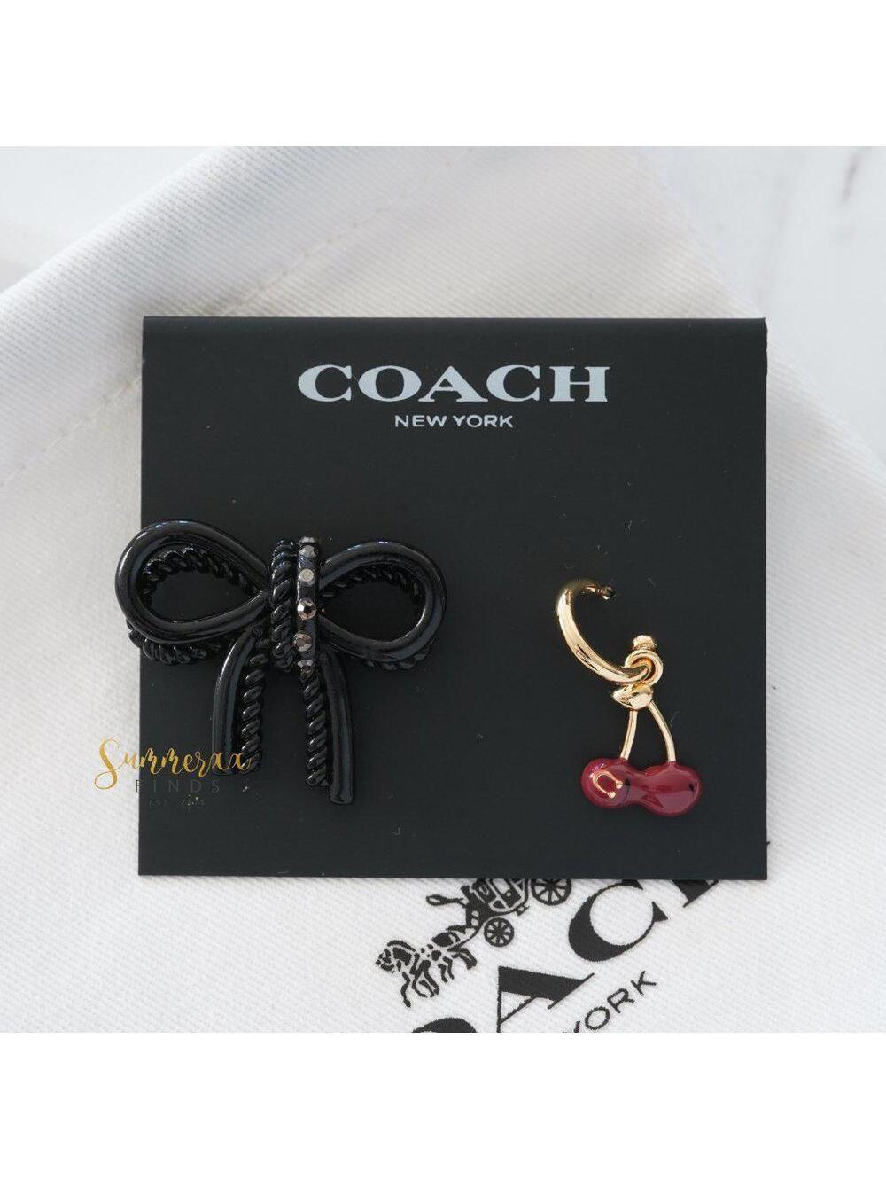 Coach Cherry Bow Mismatched Earrings
